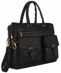 Leather laptop bag PETERSON PTN LAP-15602-NDM