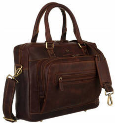 Leather laptop bag PETERSON PTN LP-2373-COM