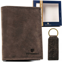 Leather wallet+key ring PETERSON PTN SET-M-N4-CHM