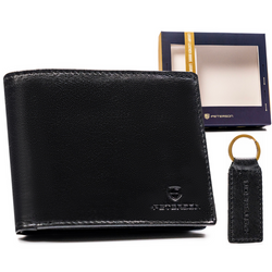 Leather wallet+key ring set PETERSON PTN SET-M-N992-GVT