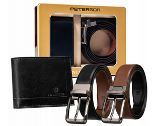 Leather wallet+ leather belt set PETERSON PTN ZM92