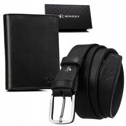 Leatherette wallet and belt set ROVICKY R-N004-110-PU03