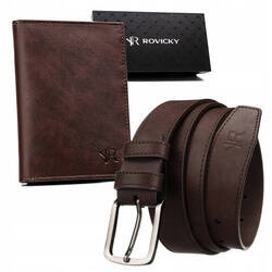 Leatherette wallet and belt set ROVICKY R-N004-110-PU04