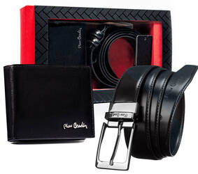 Leather's wallet and belt set PIERRE CARDIN ZM-PC