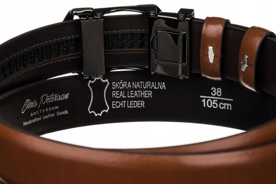 Leather belt PETERSON PTN PAS-CA4 BROWN