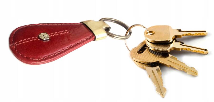 Leather key ring PETERSON PTN BR-02-RED