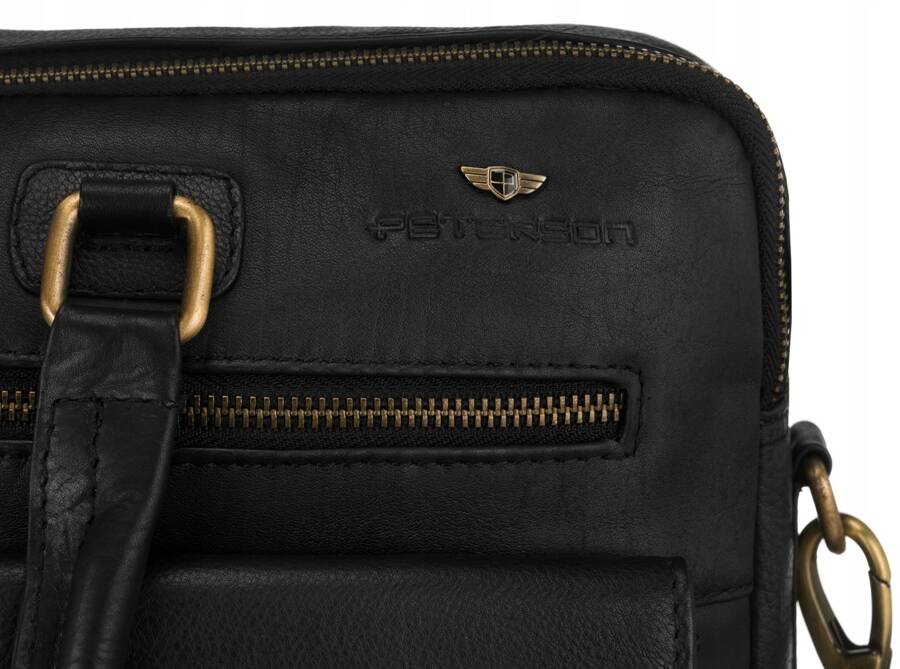 Leather laptop bag PETERSON PTN LAP-15602-NDM