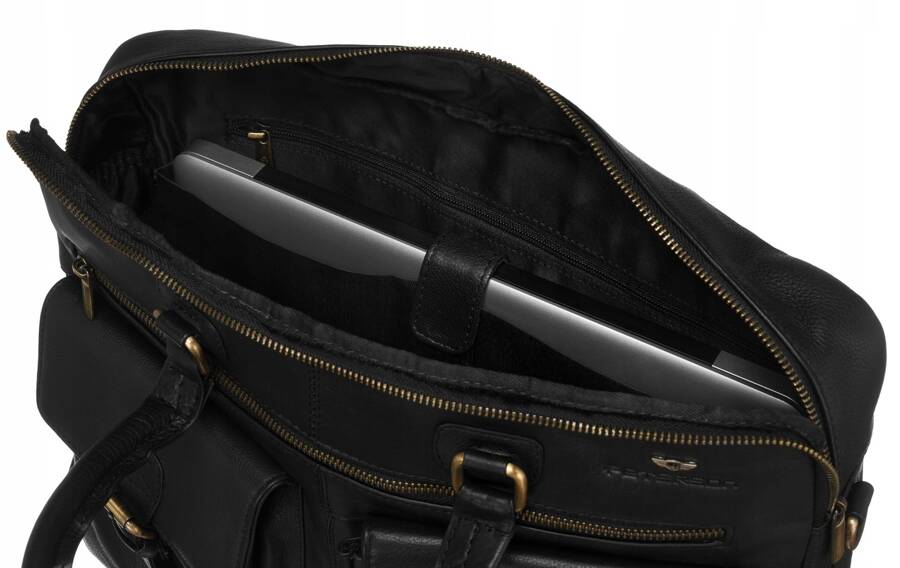 Leather laptop bag PETERSON PTN LAP-15602-NDM