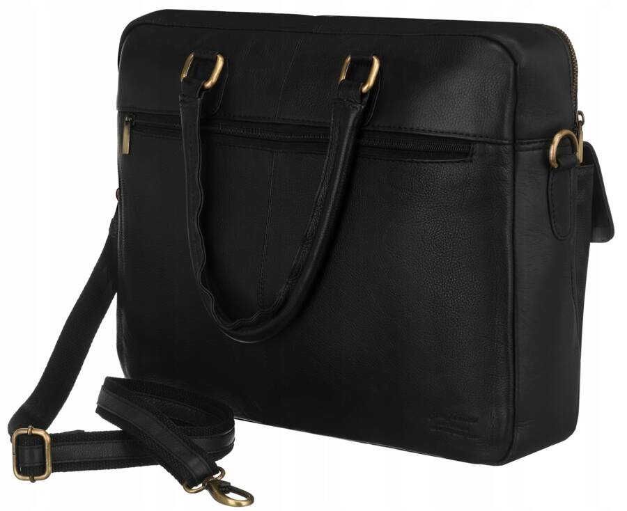 Leather laptop bag PETERSON PTN LAP-15602-NDM