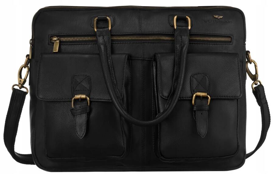 Leather laptop bag PETERSON PTN LAP-15602-NDM