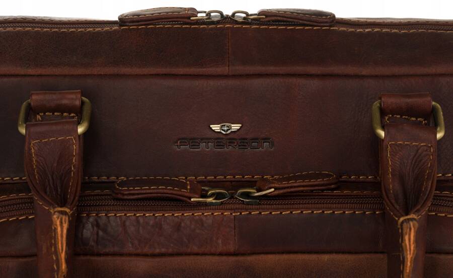 Leather laptop bag PETERSON PTN LP-2373-COM