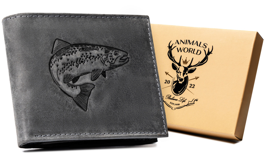 Leather wallet RFID ALWAYS WILD N992-CHM-FISH