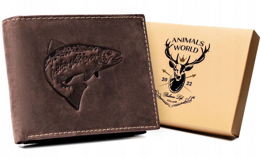 Leather wallet RFID ALWAYS WILD N992-CHM-FISH