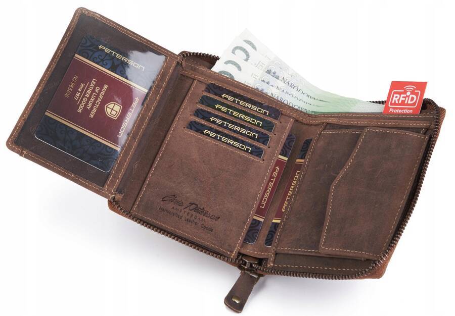 Leather wallet RFID PETERSON PTN 340 2-1-4