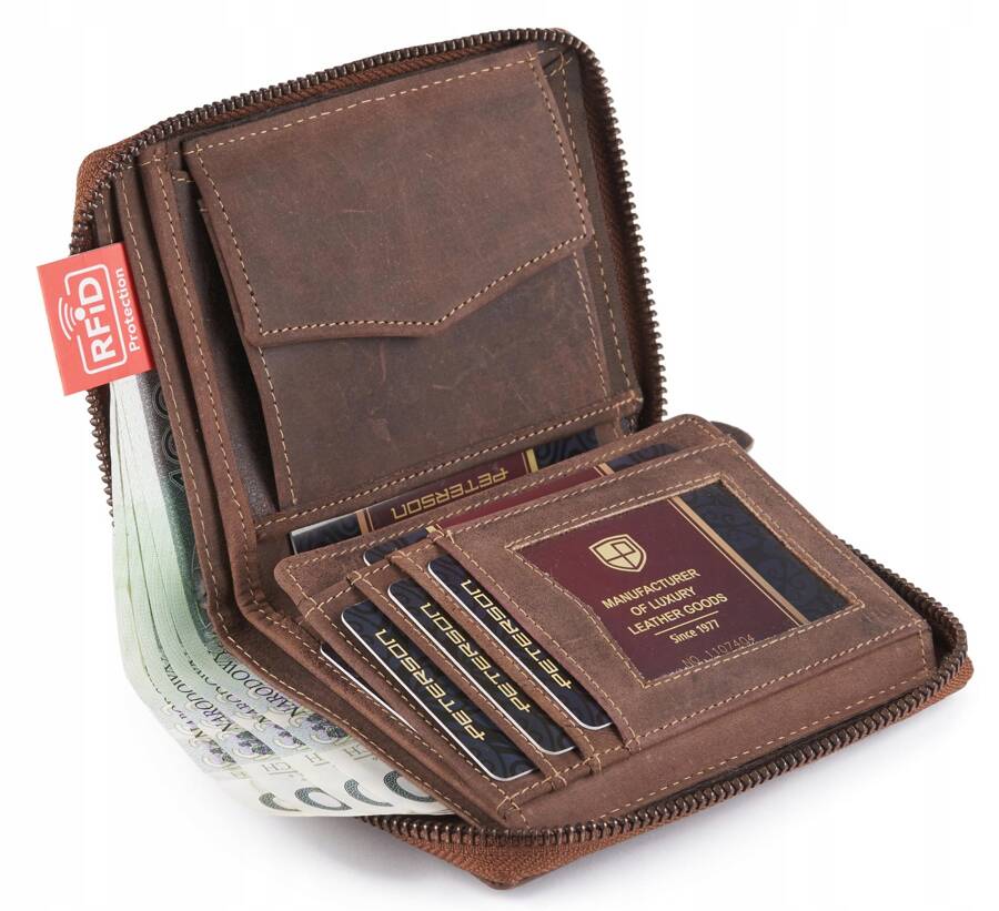 Leather wallet RFID PETERSON PTN 340 2-1-4