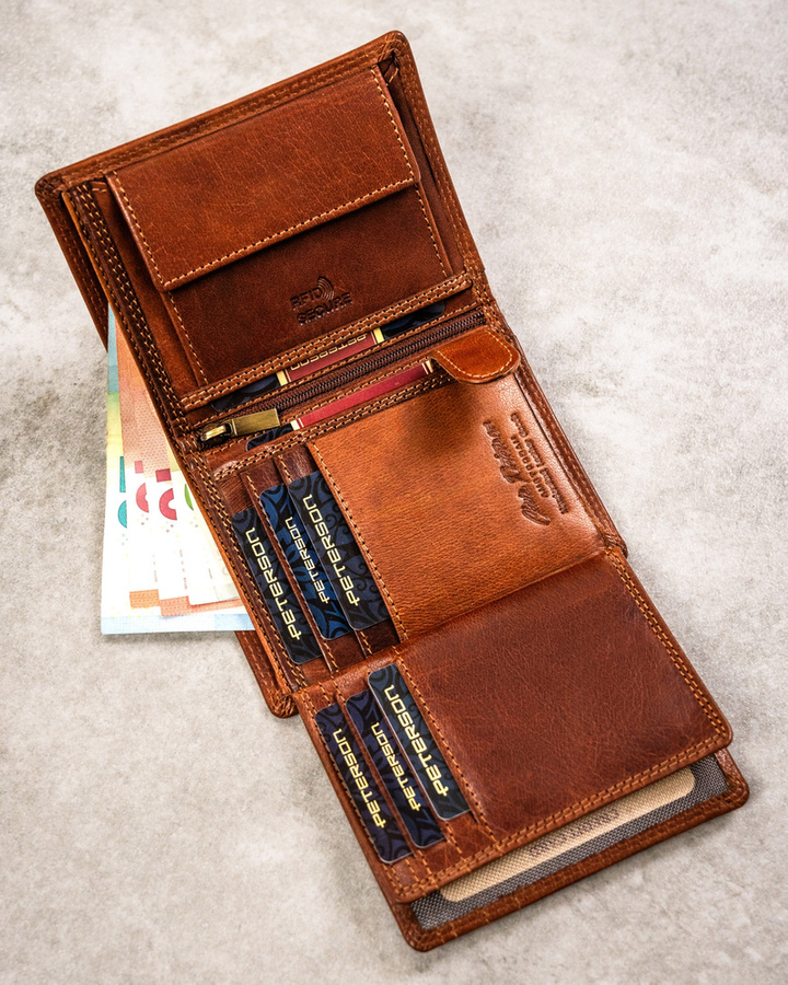 Leather wallet RFID PETERSON PTN N4-EBS