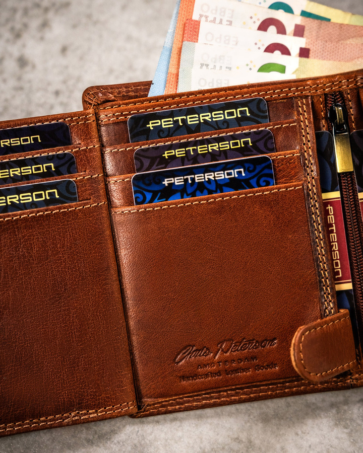 Leather wallet RFID PETERSON PTN N4-EBS