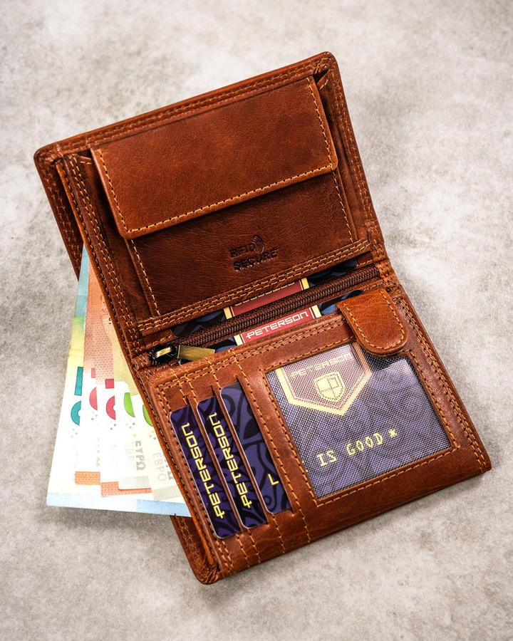 Leather wallet RFID PETERSON PTN N4-EBS