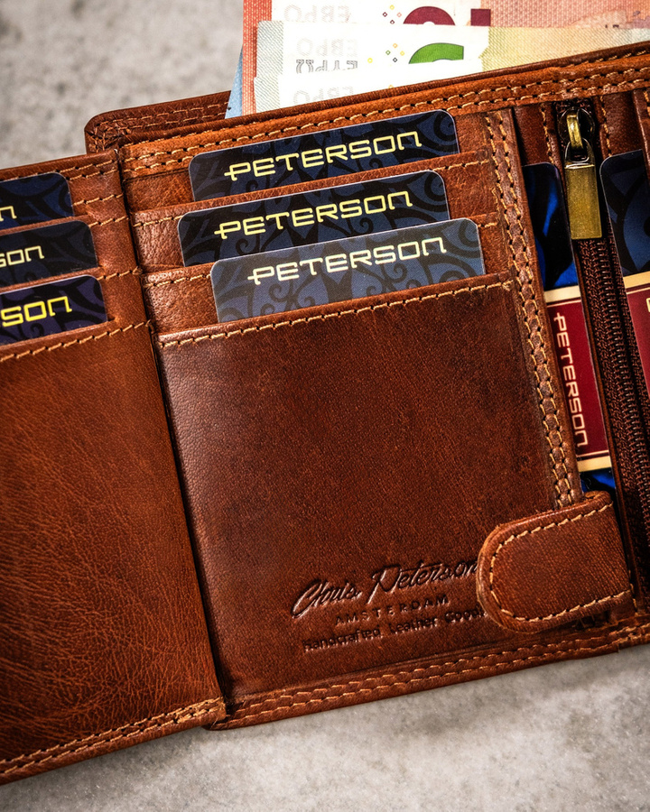 Leather wallet RFID PETERSON PTN N4-EBS