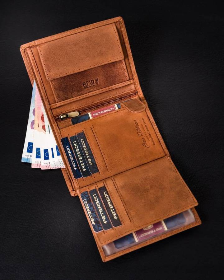 Leather wallet RFID PETERSON PTN N4C-CHM-04