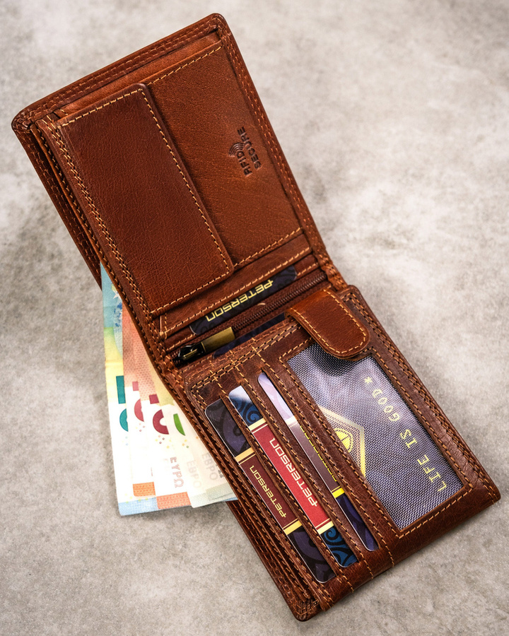 Leather wallet RFID PETERSON PTN N992-EBS