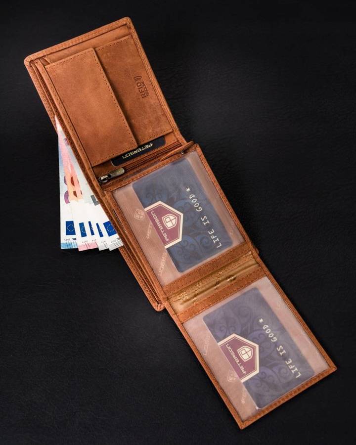 Leather wallet RFID PETERSON PTN N992C-CHM-03 Cognac