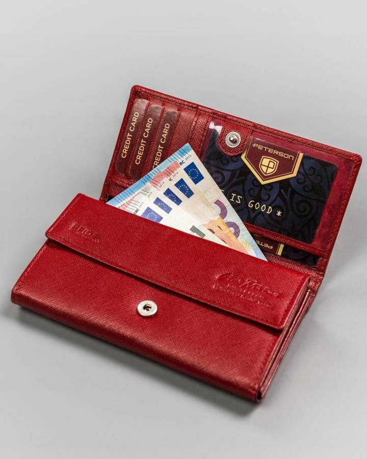 Leather wallet RFID PETERSON PTN RD-08-GCLS