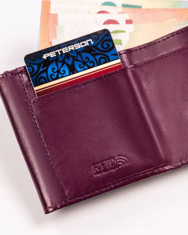 Leather wallet RFID PETERSON PTN RD-N08G-MCL