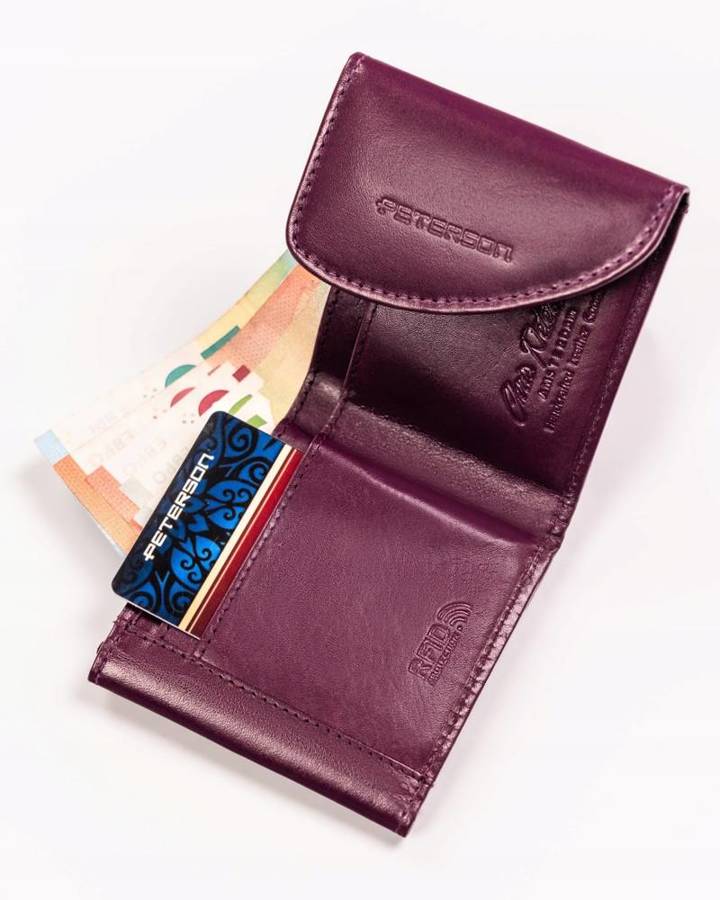 Leather wallet RFID PETERSON PTN RD-N08G-MCL