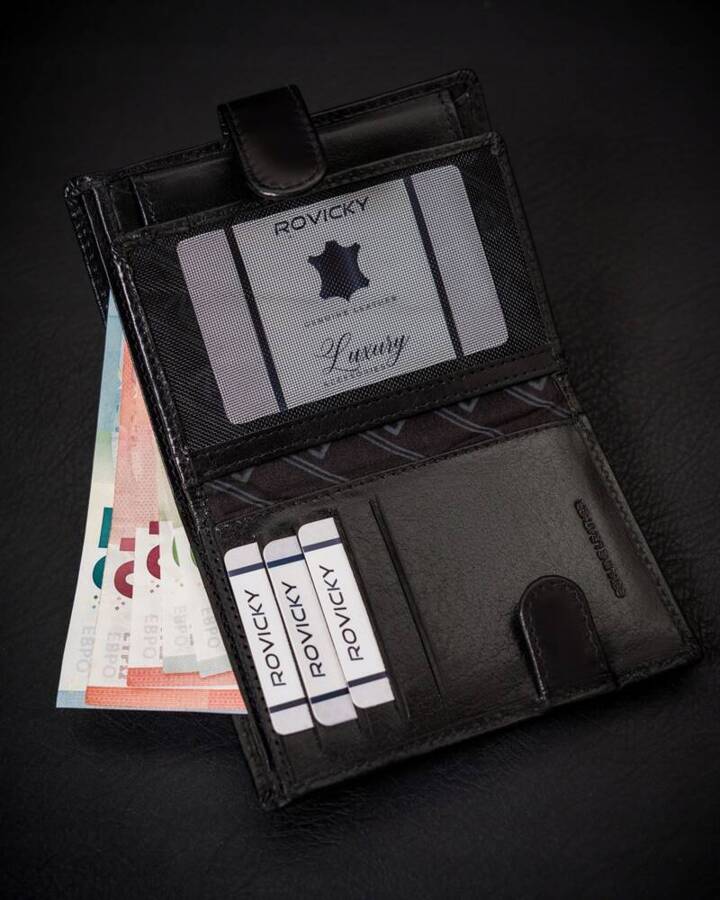 Leather wallet RFID ROVICKY RV-7680056-9-BCA