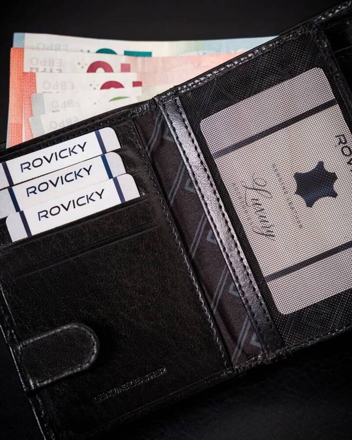 Leather wallet RFID ROVICKY RV-7680056-9-BCA