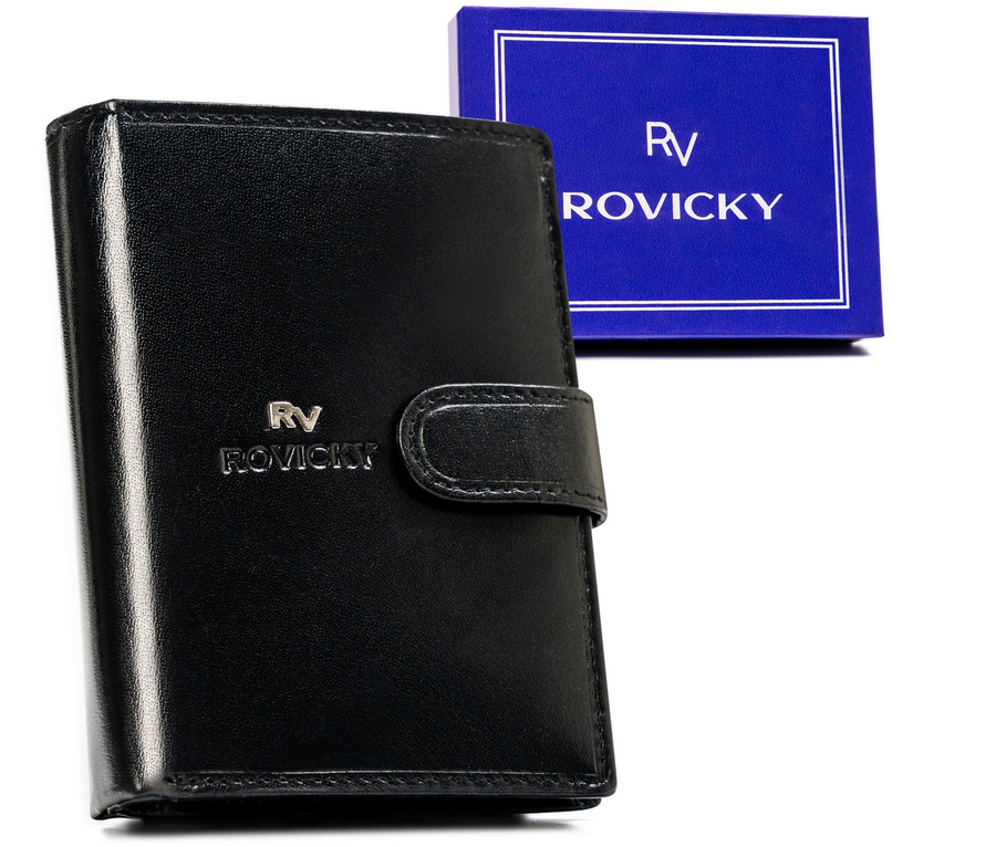 Leather wallet RFID ROVICKY RV-7680278-9-BCA BLACK