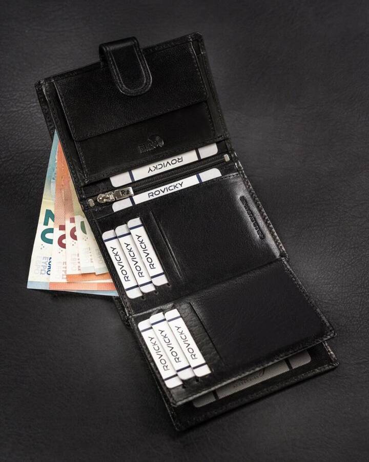 Leather wallet RFID ROVICKY RV-7680278-9-BCA BLACK