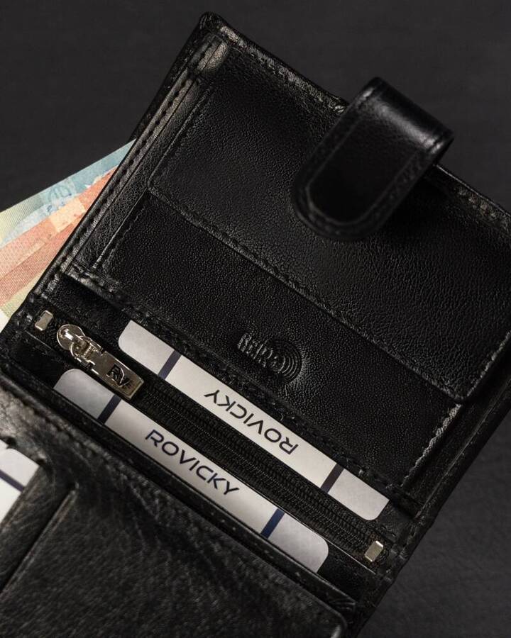 Leather wallet RFID ROVICKY RV-7680278-9-BCA BLACK