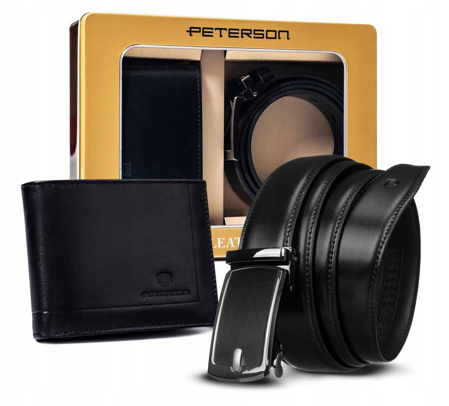 Leather wallet+belt set PETERSON PTN ZM77