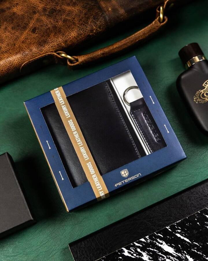 Leather wallet & key ring PETERSON PTN SET-M-1542L-KCS