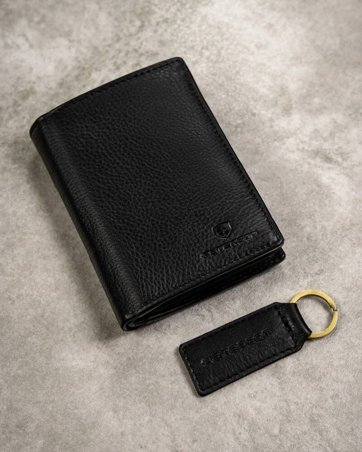 Leather wallet & key ring PETERSON PTN SET-M-N4-D