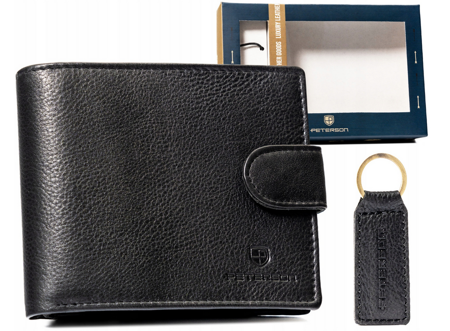 Leather wallet & key ring PETERSON PTN SET-M-N994L-D