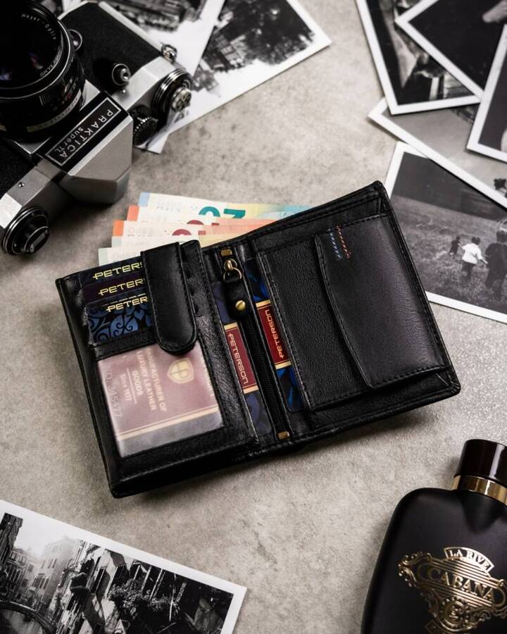 Leather wallet & key ring set PETERSON PTN SET-M-1542