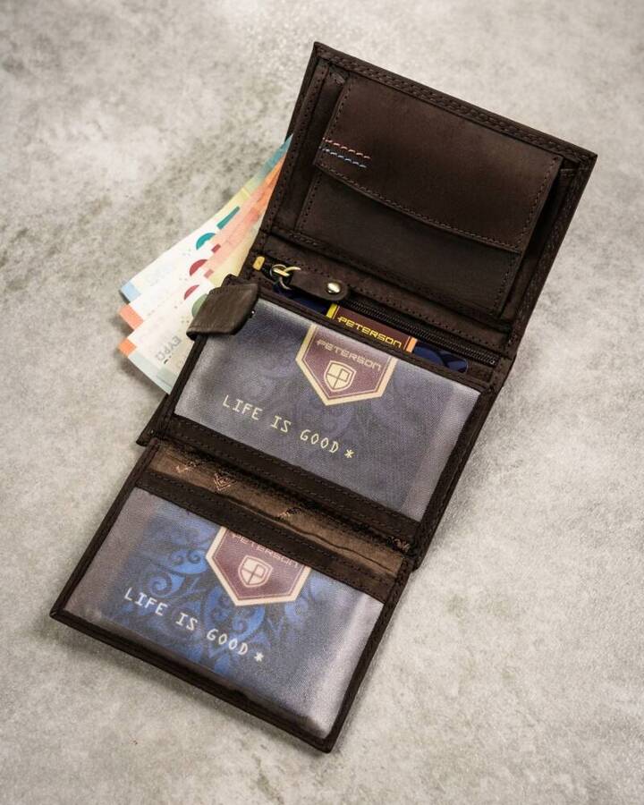 Leather wallet & key ring set PETERSON PTN SET-M-1542