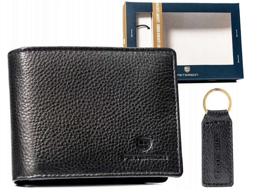 Leather wallet & key ring set PETERSON PTN SET-M-N003-D