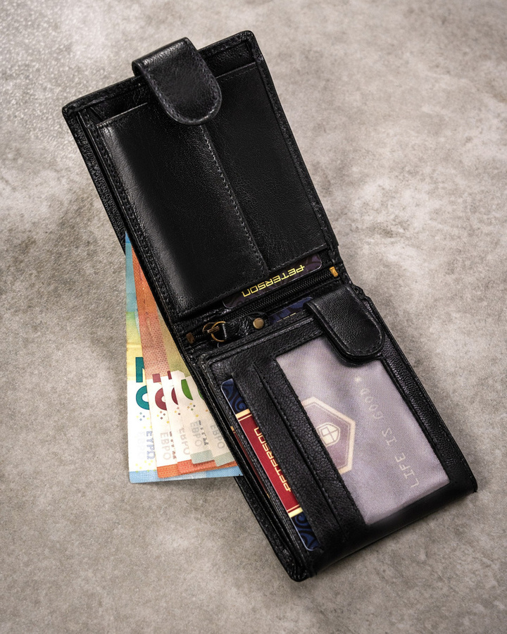 Leather wallet+key ring set PETERSON PTN SET-M-N992L-GVT