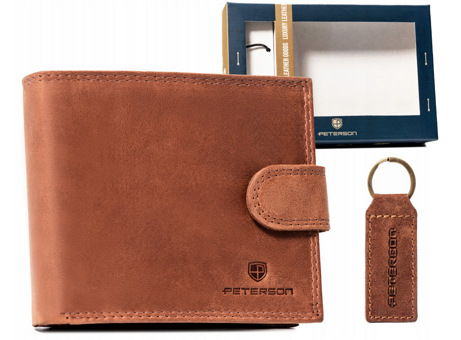 Leather wallet & key ring set PETERSON PTN SET-M-N994L