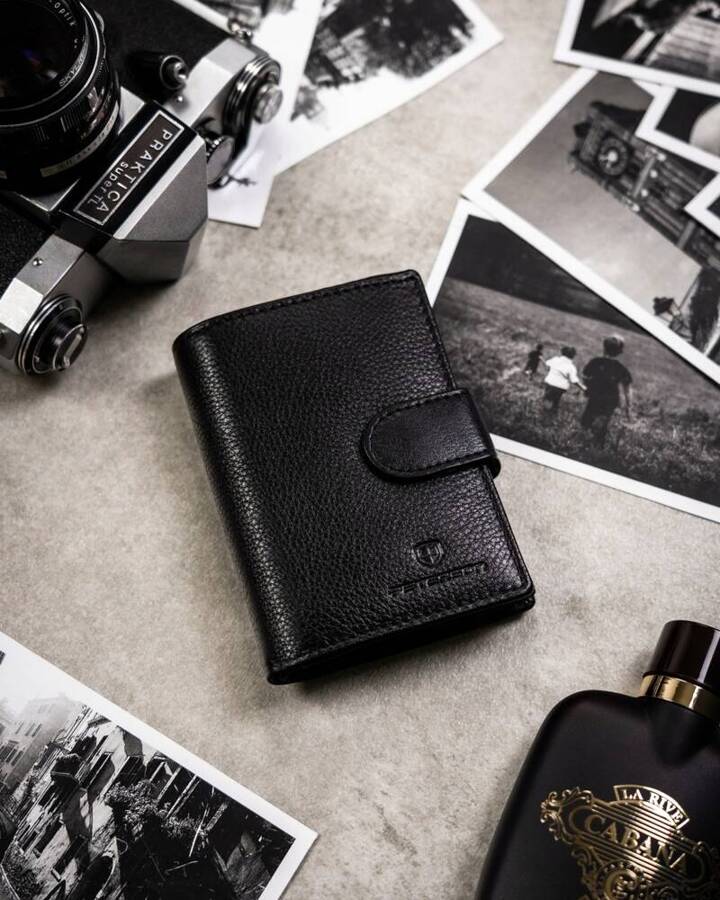 Leather wallet+keyring set PETERSON PTN SET-M-1542L-D