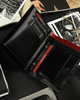 Leather wallet D1072L-VT BLACK-RED RFID