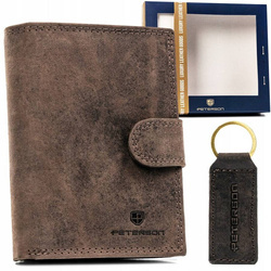 Leather wallet+key ring PETERSON PTN SET-M-N4L-CHM