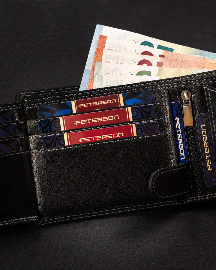 Leather wallet RFID PETERSON PTN WL-0305L-COM