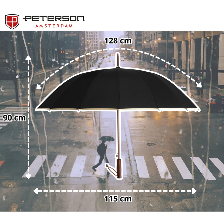 Duży, elegancki parasol rządowy w czarnym kolorze - Peterson