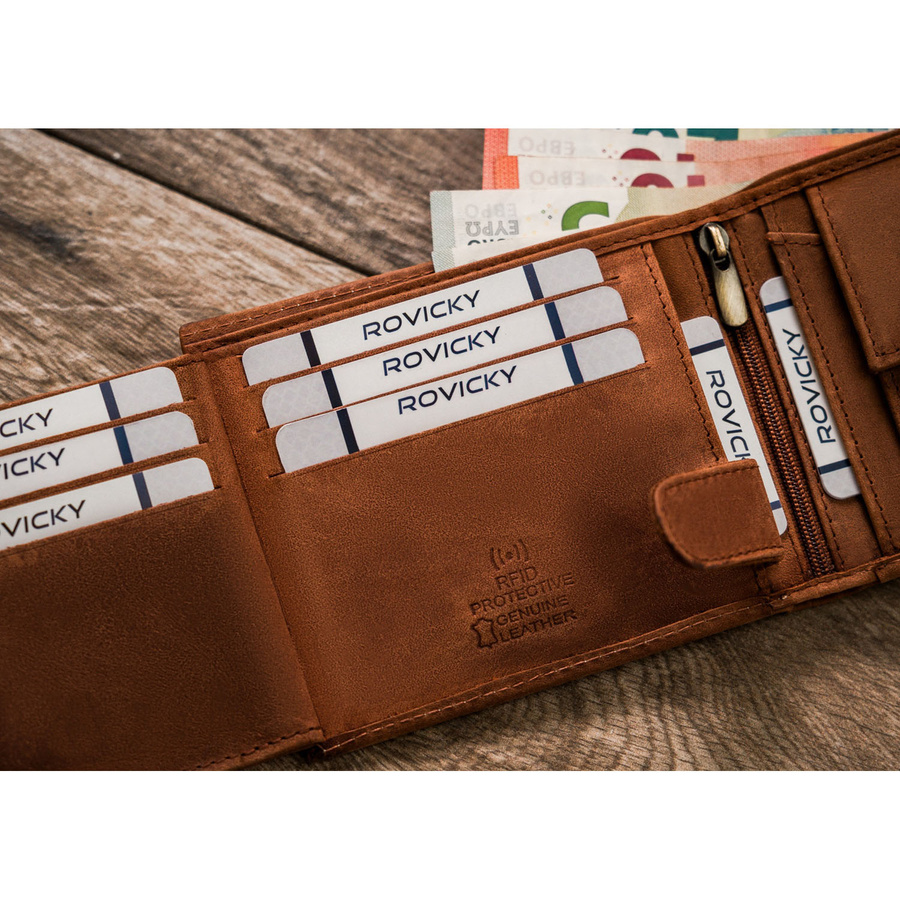 Duży portfel męski z nubukowej skóry naturalnej w brązowym kolorze - Always Wild