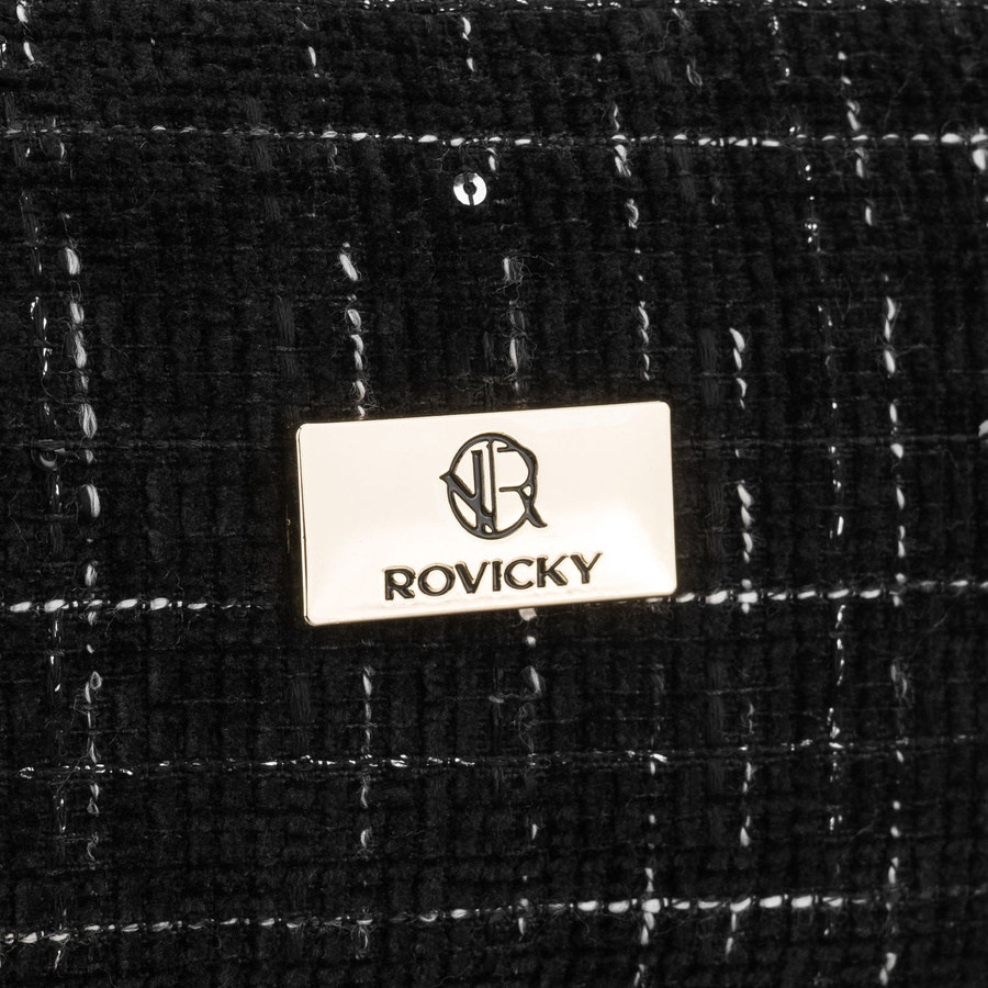 Czarna, pojemna kosmetyczka damska wykonana z materiału syntetycznego, zamykana suwakiem - Rovicky